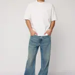blue azure men's baggy straight cut jeans