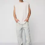 urban wash blue men's baggy straight jeans