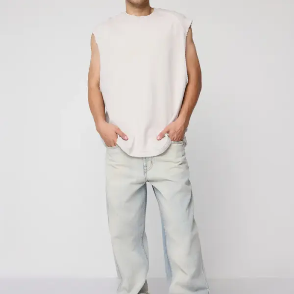 urban wash blue men's baggy straight jeans
