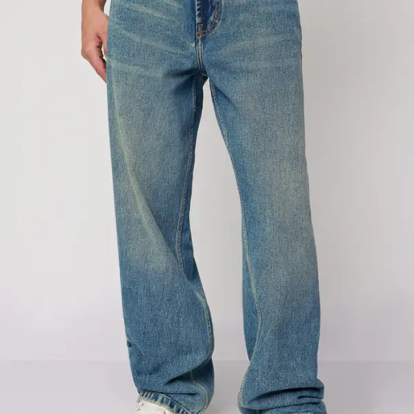 blue azure men's baggy straight cut jeans
