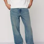 blue azure men's baggy straight cut jeans