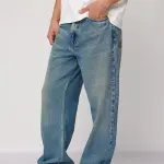 blue azure men's baggy straight cut jeans