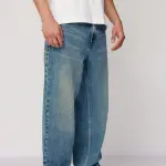 blue azure men's baggy straight cut jeans