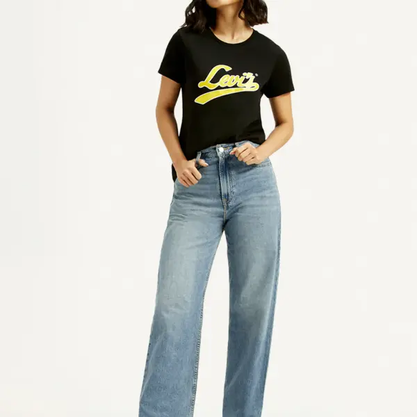 Women's Light Blue Ribcage Straight Fit High Rise Jeans
