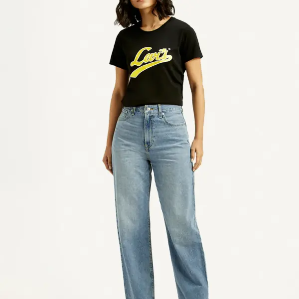 Women's Light Blue Ribcage Straight Fit High Rise Jeans