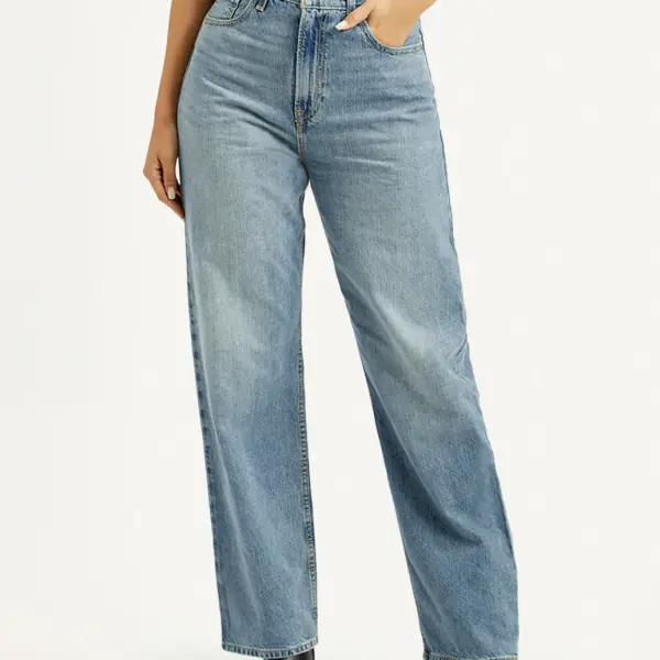 Women's Light Blue Ribcage Straight Fit High Rise Jeans