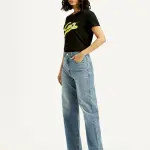 Women's Light Blue Ribcage Straight Fit High Rise Jeans