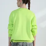 Women's Lime Green Round Neck Oversized Sweatshirt