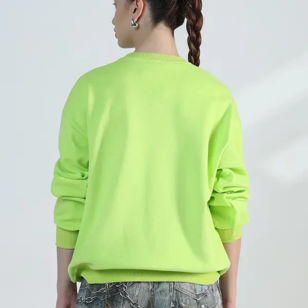 Women's Lime Green Round Neck Oversized Sweatshirt