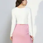 Women's White Long Sleeves Crop Top