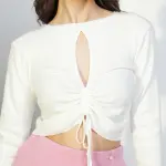 Women's White Long Sleeves Crop Top
