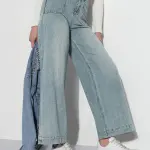 Women's Blue High Rise Wide Leg Jeans