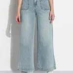 Women's Blue High Rise Wide Leg Jeans