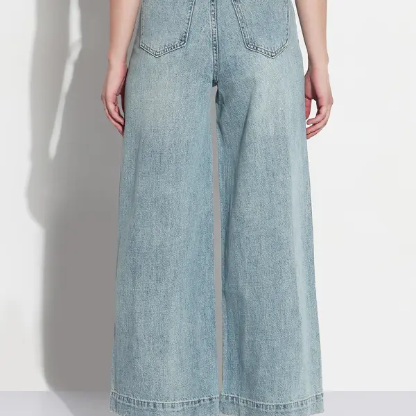 Women's Blue High Rise Wide Leg Jeans