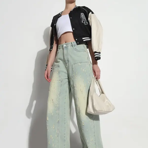 Women's Blue High Rise Baggy Jeans