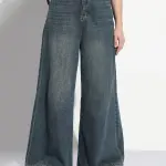 Women's Blue High Rise Wide Leg Jeans