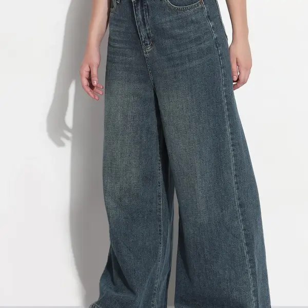 Women's Blue High Rise Wide Leg Jeans