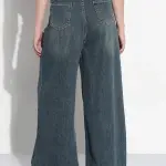 Women's Blue High Rise Wide Leg Jeans