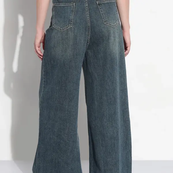 Women's Blue High Rise Wide Leg Jeans