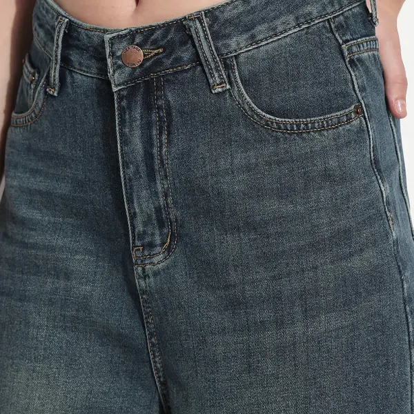 Women's Blue High Rise Wide Leg Jeans