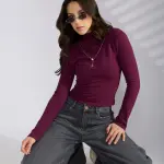 Women's Purple Fitted Ruched Top with Chain