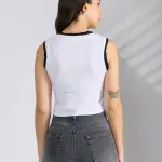 Women's Abstract White Sleeveless Tank Top