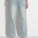 Women's Blue Embellished High Rise Straight Fit Jeans