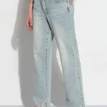 Women's Blue Embellished High Rise Straight Fit Jeans