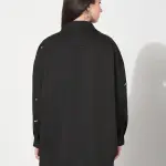 Women's Oversized Black Solid Shirt with Motifs