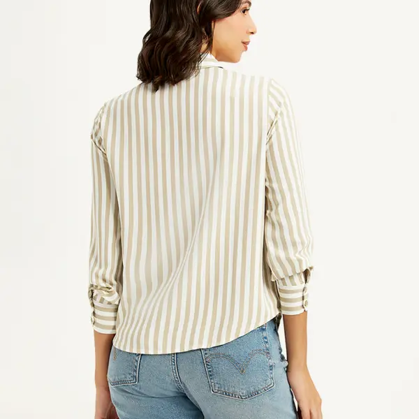 Women's Striped Spread Collar Shirt