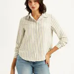 Women's Striped Spread Collar Shirt