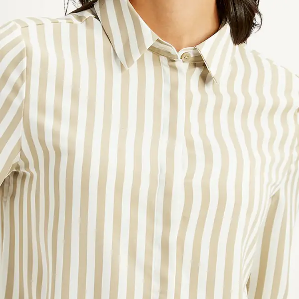 Women's Striped Spread Collar Shirt