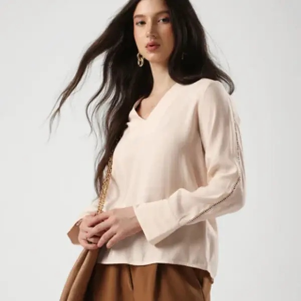 REGULAR FIT PLAIN TOP ELANI - BEIGE