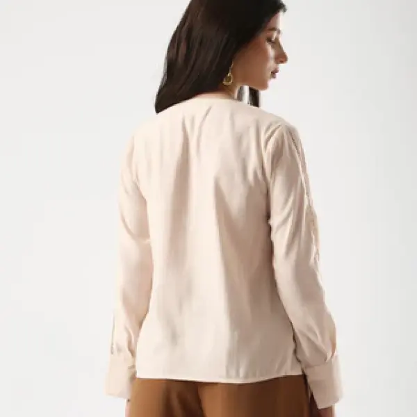 REGULAR FIT PLAIN TOP ELANI - BEIGE