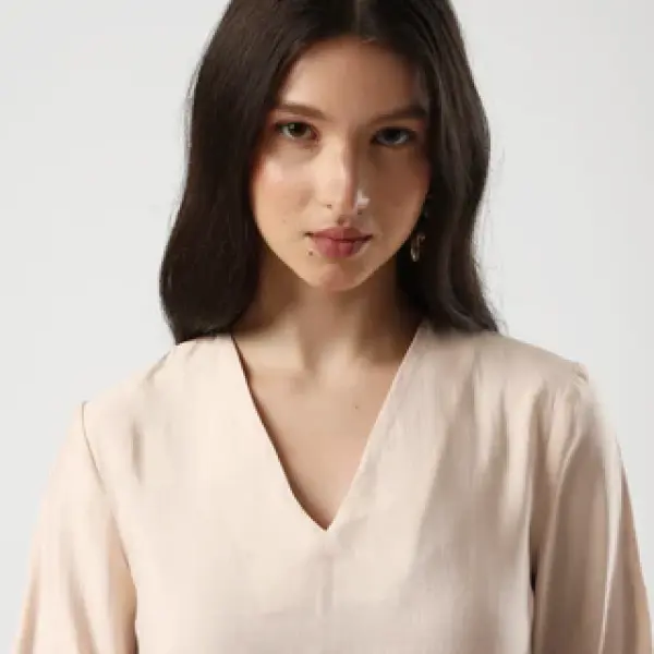 REGULAR FIT PLAIN TOP ELANI - BEIGE