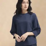 TOP WITH CUFFED SLEEVES ELARA-SC - NAVY