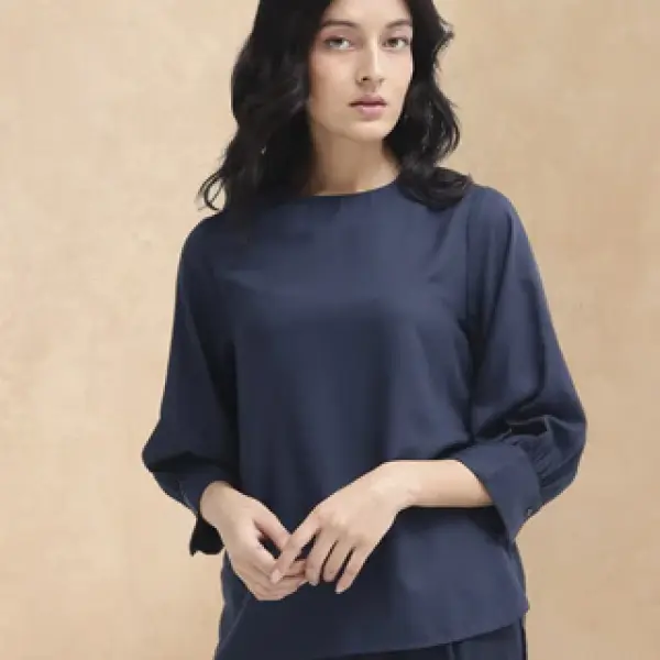 TOP WITH CUFFED SLEEVES ELARA-SC - NAVY