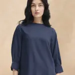 TOP WITH CUFFED SLEEVES ELARA-SC - NAVY