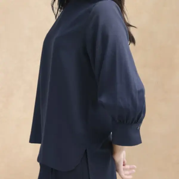 TOP WITH CUFFED SLEEVES ELARA-SC - NAVY