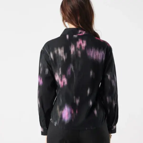 PRINTED RELAXED TOP WITH TIE UP ELLYN - BLACK