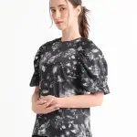 FLORAL CORD TIE-UP RAGLAN SLEEVE TOP ESME - BLACK