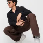 dark brown men's straight jeans