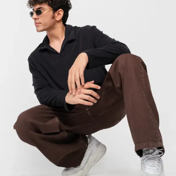 dark brown men's straight jeans