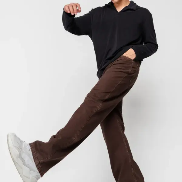 dark brown men's straight jeans
