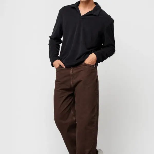 dark brown men's straight jeans