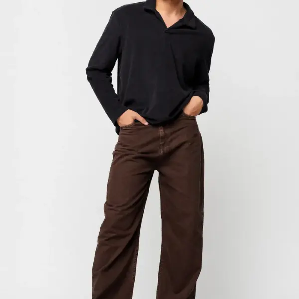dark brown men's straight jeans