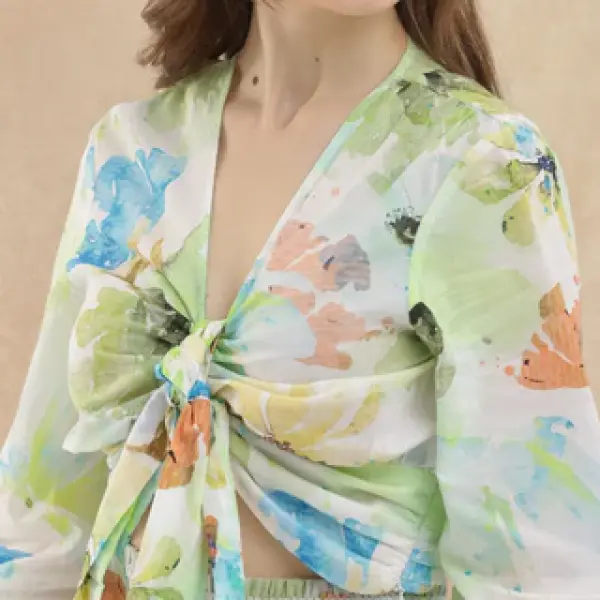 SUMMER ABSTRACT PRINT CO-ORD TOP IREEN - MULTI