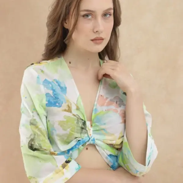 SUMMER ABSTRACT PRINT CO-ORD TOP IREEN - MULTI