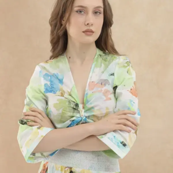 SUMMER ABSTRACT PRINT CO-ORD TOP IREEN - MULTI