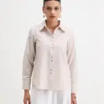 REGULAR FIT SOLID SHIRT LIPPTA - BEIGE